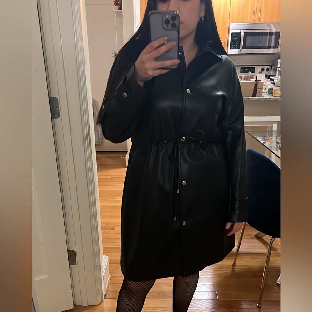 Vegan leather black dress
